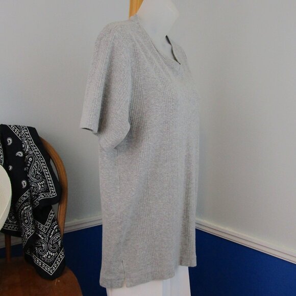 Alfani Stretch V-neck Sweater Rib Knit short Sleeve Shirt - Picture 4 of 8